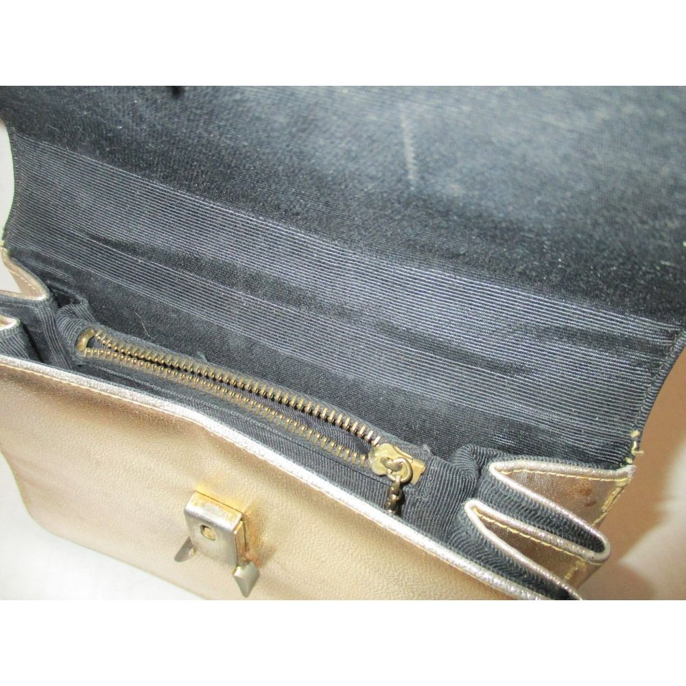 *Stunning Vintage Gold Metallic Boxy Evening Shoulder Bag - Picture 7 of 9